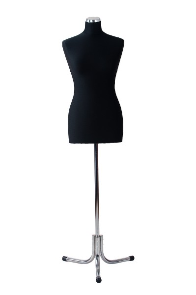 Schneiderbüste - Schwarz - Dame 36/38 - Chromoptik - inkl. 3-Bein Ständer