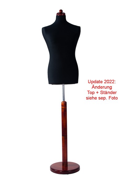 Schneiderbüste - Schwarz - Herr 48/50 - Mahagoni - inkl. rundem Ständer