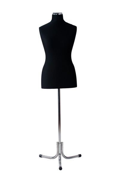 Schneiderbüste - Schwarz - Dame 40/42 - Chromoptik - inkl. 3-Bein Ständer