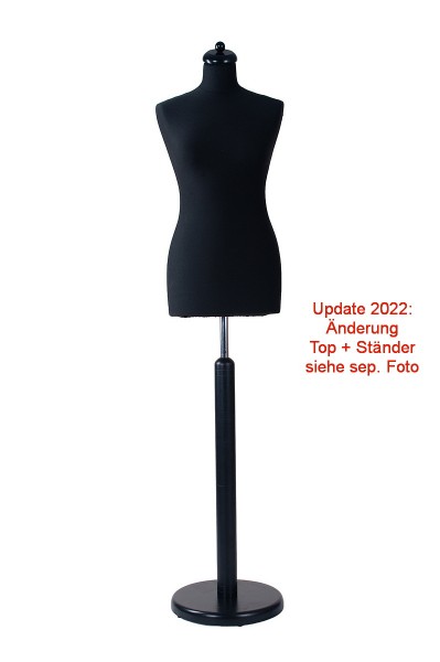 Schneiderbüste - Schwarz - Dame 36/38 - Schwarz - inkl. rundem Ständer