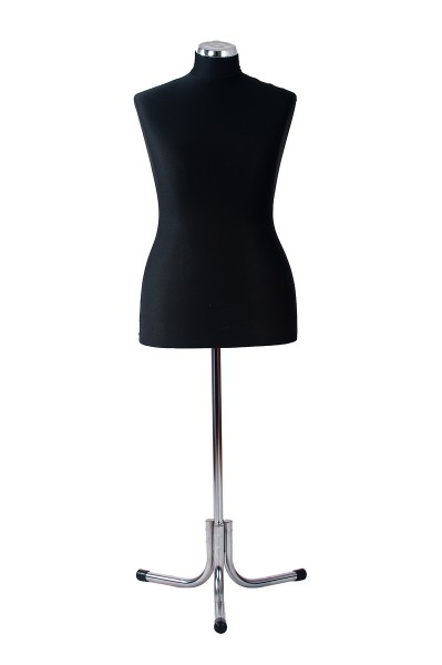 Schneiderbüste - Schwarz - Dame 44/46 - Chromoptik - inkl. 3-Bein Ständer