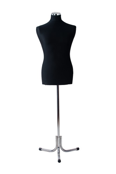 Schneiderbüste - Schwarz - Herr 48/50 - Chromoptik - inkl. 3-Bein Ständer