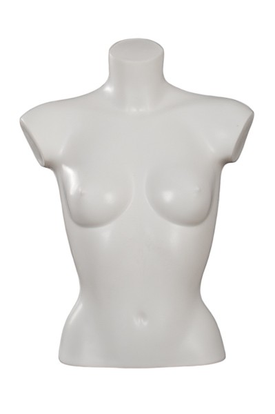 Torso - Dame Pose 1 - 1/2 - Headless - zum Hängen - Weiss (Schwarz / Silber / Hautfarbe)