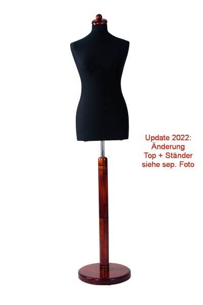 Schneiderbüste - Schwarz - Dame 36/38 - Mahagoni - inkl. rundem Ständer